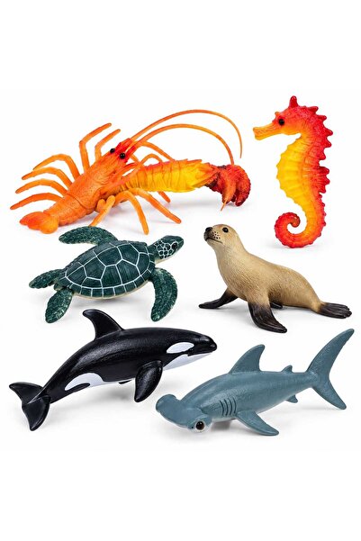 MASHASHOP Set de 6 figurine cu animale marine pentru copii, 8–11 cm, multicolor