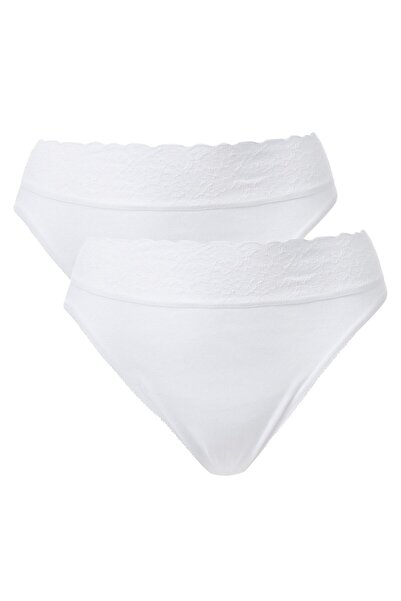 Calida Damen Slip 2er Pack - Iconics, Jazzpant, Spitze, Baumwolle