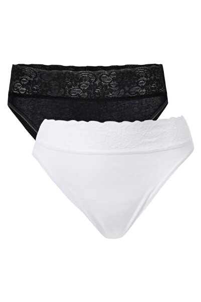 Calida Damen Slip 2er Pack - Iconics, Jazzpant, Spitze, Baumwolle