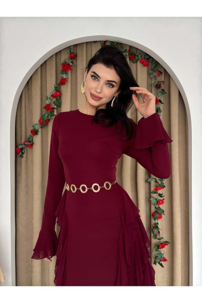 conconmoda Rel Fırfır Detay Elbise