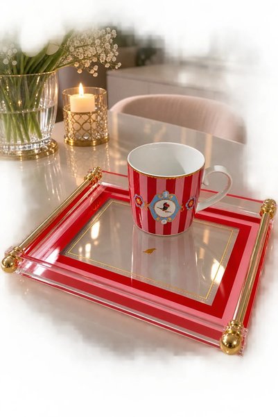 Genel Markalar SAYA HOME TEK KİŞİLİK PIP STUDIO PARLAK GOLD KULPLU PLEKSİ TEPSİ