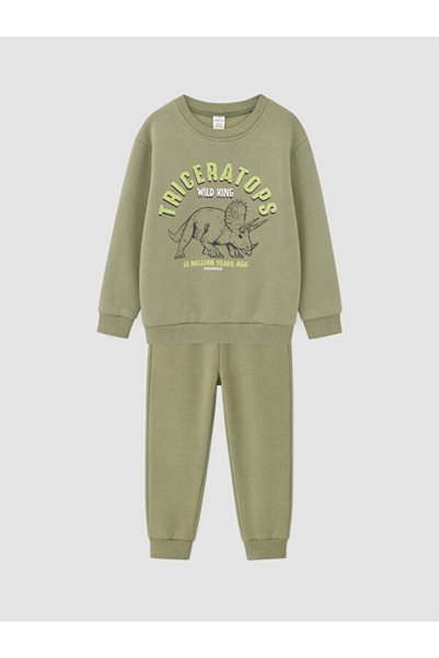 LC Waikiki Rmz Gi̇yi̇m Farkiyla Printed Boys' Thick Tracksuit Set