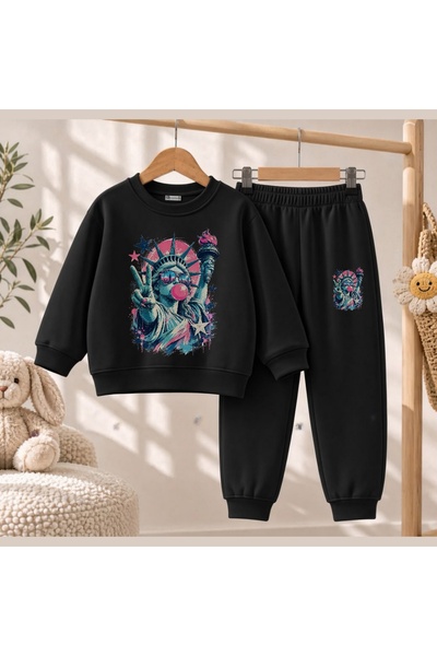 playwear Hanorac de echipă cu imprimeu America pentru fete și băieți, cu gule...