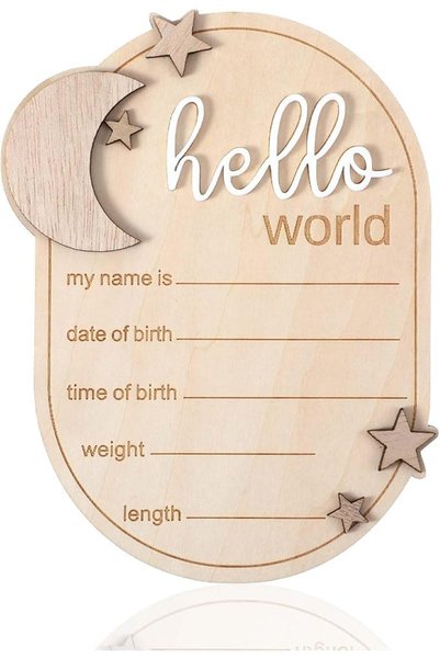 KASTWAVE Customizable Wooden Baby Name Sign 5.9 Inch for Newborn Announcement...