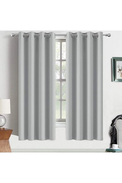 Yakamok Gray Full Shading Curtain Panels for Windows, 2 Thick Layers Thermal ...