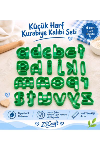 zscraft Küçük Harfler Kurabiye Kalıbı Seti 4CM