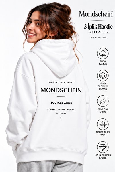 Mondschein مجموعة من قطعتين هودي للجنسين بمقاس كبير، سويت شيرت بقلنسوة من Social Zone، مصنوع من القطن بنسبة 100%