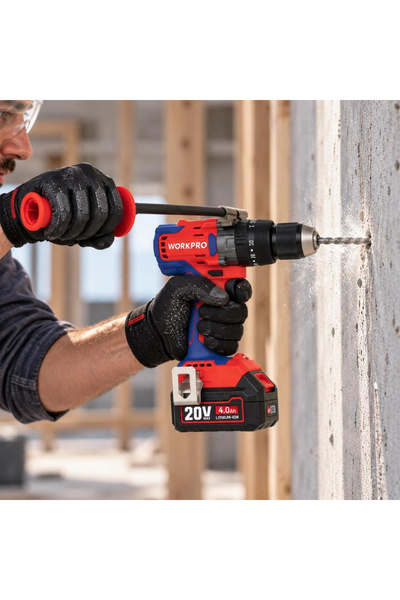Workpro WP390017 20Volt 120Nm. Kömürsüz Profesyonel Şarjlı Darbeli Matkap (Akü Dahil Değildir)