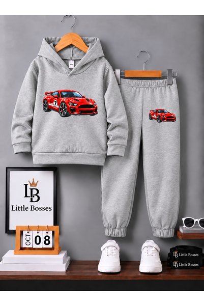 LB little bosses طقم بدلة رياضية شتوية للأطفال للجنسين. سيارة سباق