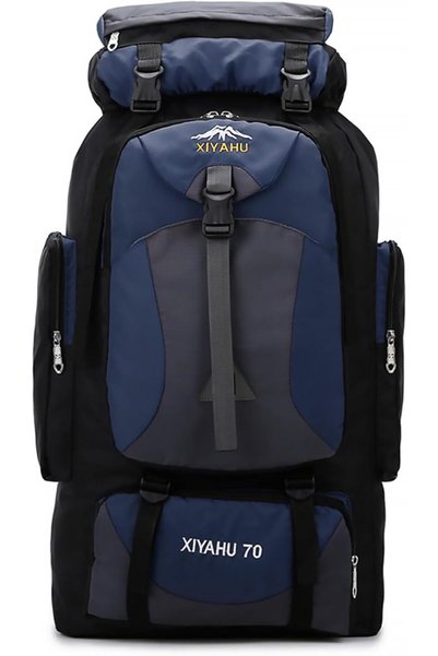 Yelajoy Blue Hiking Backpack, Large Camping Pack, 70L Rucking Backpack for Ou...