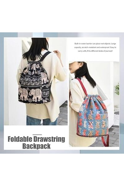 HaveLovely Waterproof Drawstring Backpack Bag with Large Capacity, Foldable Gym Sackpack for Men and Women, Lig