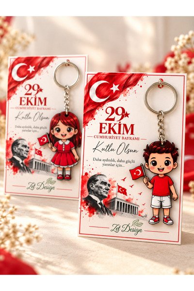 AHŞAP ANAHTARLIK 20 Pieces (with Card and Gelatin) October 29Th Gift Keychain
