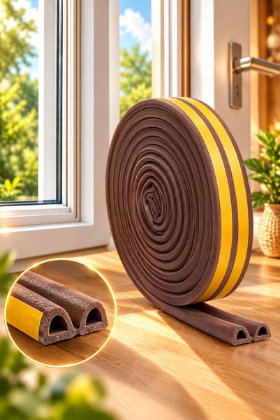 Tasarım Evi 2x10=20 Mt Kapı Bantı Ve Pencere Fitili Bandı Yapışkanlı Kahverengi