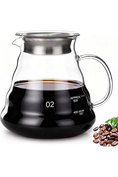 YAKITER إبريق قهوة V60 مع طقم V02 سعة 600 مل، مجموعة صانع القهوة بالتقطير الز...