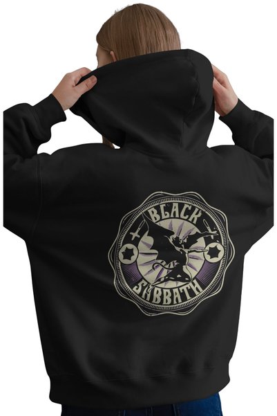 SEVBANO Hanorac premium oversize unisex cu imprimeu Black Sabbath Rock Metal ...