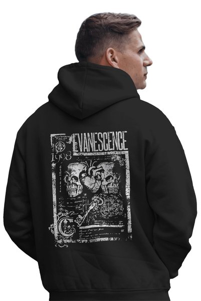 SEVBANO Hanorac premium supradimensionat unisex cu imprimeu Evanescence Rock ...