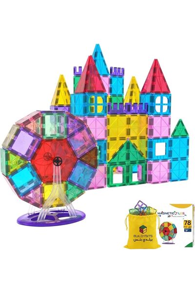 GENERAL 78 Pcs Magnetic Tiles with Ferris Wheel, STEM Set for Kids