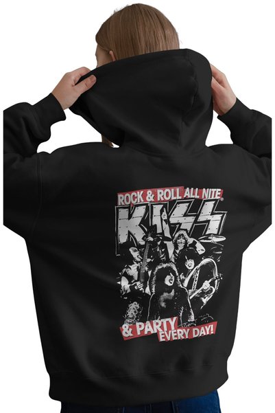 SEVBANO Hanorac premium oversize unisex cu imprimeu Kiss Rock Metal Music Group