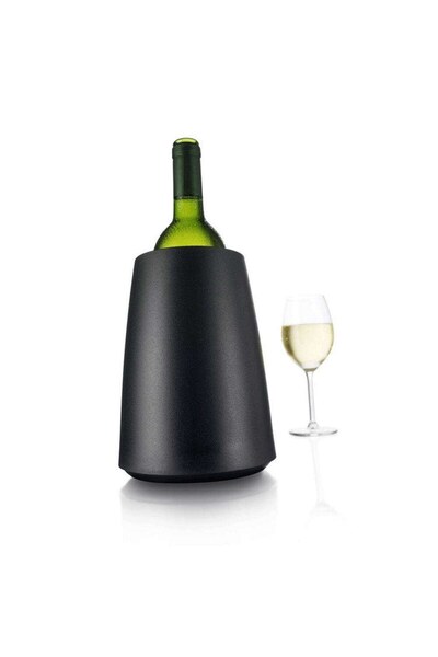 Vacu Vin Ανοξείδωτος ψύκτης κρασιού με θήκες για πάγο, μαύρος, 15 x 20.5 εκ.