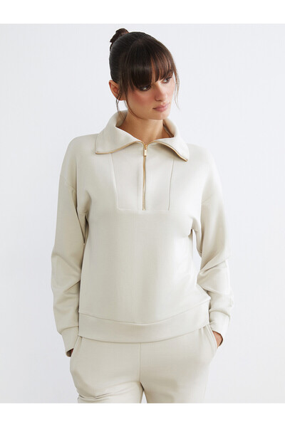 LC Waikiki Two Mt Shop Quality Lcw Vision Gray High Collar Women's Sweatshirt