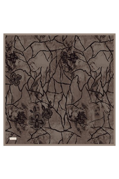 Pierre Cardin وشاح حريري بلون بني فاتح مقاس 90×90