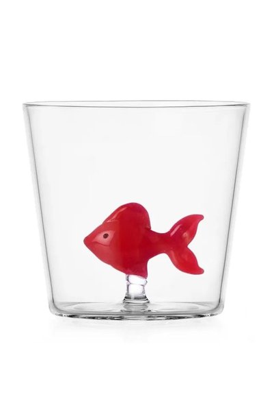 Ichendorf Ποτήρι Νερού Animal Farm Fish, 300 ml, Διαφανές/Κόκκινο