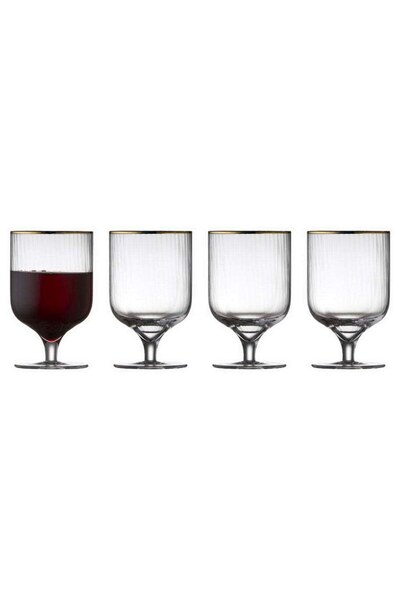 Lyngby Glass Ποτήρια κρασιού Παλέρμο, Σετ 4 τεμαχίων, 300 ml, Διαφανή με χρυσ...