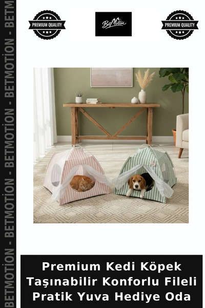 Betmotion Premium Kedi Köpek Taşınabilir Konforlu Fileli Pratik Yuva Hediye Oda