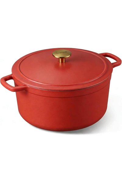 CAROTE 4.73L (5 QT) Enameled Cast Iron Dutch Oven Pot with Self-Basting Lid –...