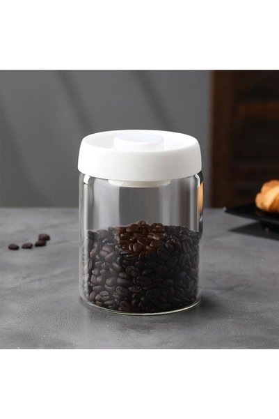DURKU Vacuum Glass Jars with Airtight Lid,Borosilicate Glass Coffee Canister ...
