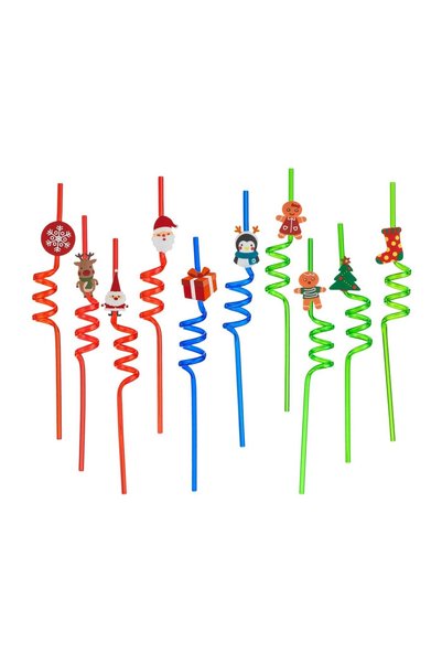 OEM Set 10 paie reutilizabile răsucite cu figurine de Crăciun, multicolore, Ø...