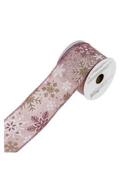 OEM Panglică decorativă de Crăciun Roz cu Fulgi Albi Aurii Glitter 5 m x 63 mm
