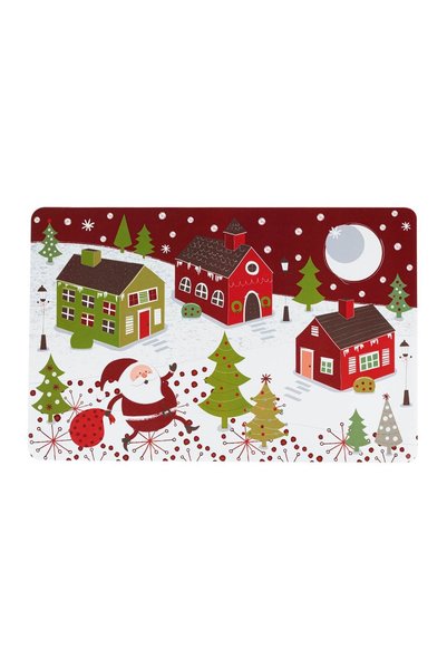 OEM Suport pentru Farfurie Moș Crăciun Case Zăpadă 43.5x28.5 cm – Decor Masă ...