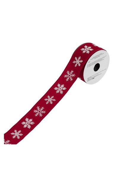 OEM Panglica Decorativa de Crăciun Roșie cu Fulgi Albi 5mx38mm – Atmosferă Fe...