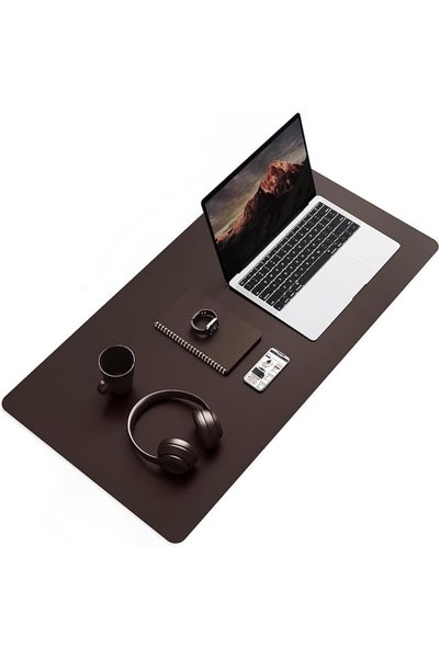 Yelajoy واقي مكتب من الجلد الأسود، مقاس 40×90 سم، سجادة مكتب كبيرة، لوحة ماوس...