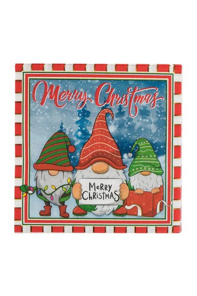 OEM Șervețele de Masă de Crăciun 33x33 cm, 20 buc., Gnome și „Merry Christmas”
