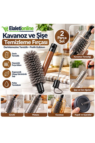elaletionline Set de 2 perii pentru curățarea borcanelor și sticlelor – cu mâ...