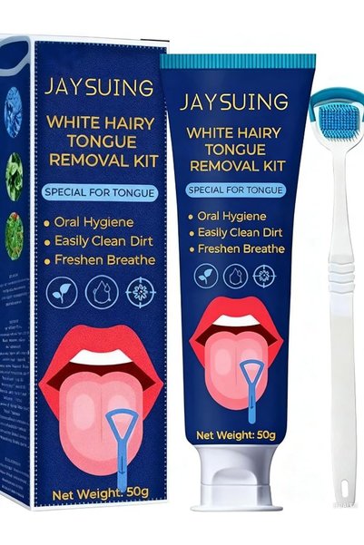 Yelajoy طقم تنظيف اللسان (فرشاة + جل)، طقم تنظيف اللسان لتقليل رائحة الفم الك...