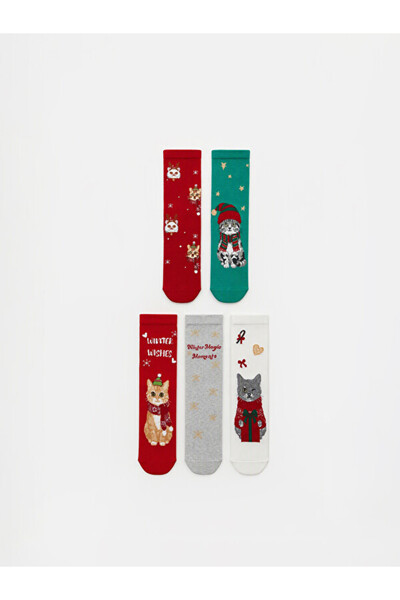 LC Waikiki Sparkling Choices 5-Piece New Year Themed Girls' Socks from Shinin...