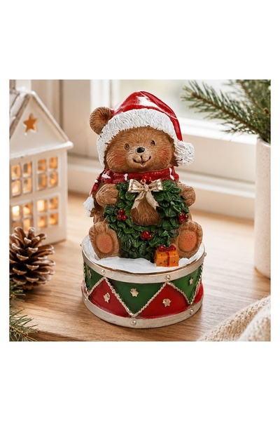 OEM Ursulet Decorativ de Crăciun pe Toba 14 cm – Atmosferă Festivă pentru Casă