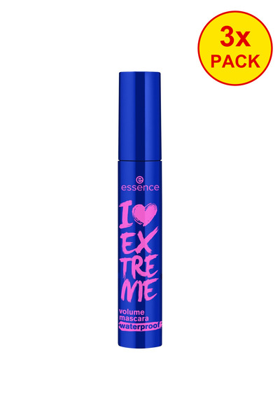 Essence 3x PACK I LOVE EXTREME volume mascara waterproof, 12 ml