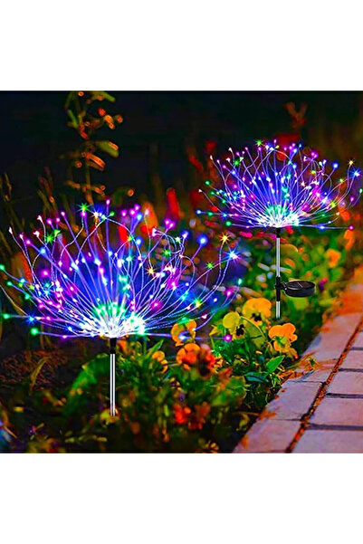 OEM Set 2 x Lampa Solara Artificii cu Suport Metalic, multicolor, 120 LED