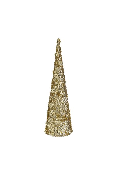 OEM Con Decorativ de Crăciun cu Paiete Bej Șampanie Ø10x30 cm – Atmosferă Fes...