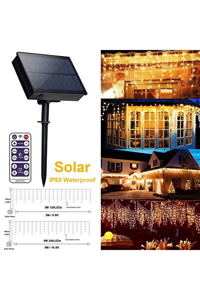 OEM Instalatie solara franjuri, turturi ingali, lungime12m , 300 led-uri , al...