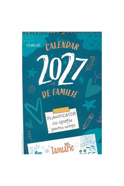 O-PRESS Calendar planificator pentru intreaga familie 2027, A3 format, 12 pag...