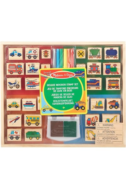 Melissa & Doug MAC ARS Vhcls Dlx Wdn StampSet GML6pkSLD