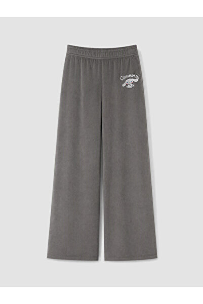 LC Waikiki Pantaloni de trening din catifea pentru fete, cu broderie Cinnamor...
