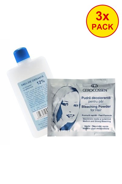GEROCOSSEN Pachet 3x Pudră de decolorare 30 g + Emulsie oxidantă 12% 60 ml