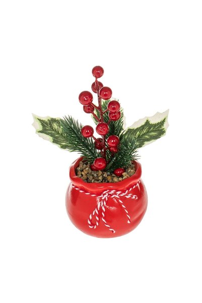 OEM Ghiveci Decorativ Ceramic Om de Zăpadă Crenguta de Vasc Pin Ø9×20 cm