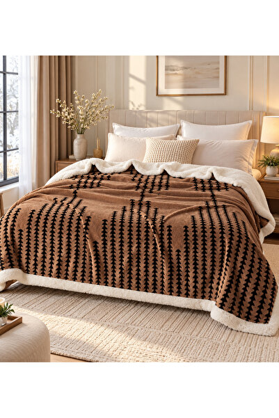 CHIRASO Cocolino Blanket with Faux Fur Lining, Elegant Design, 200x230 cm, So...